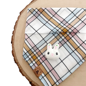 olivia plaid with bunny add-on dog bandana