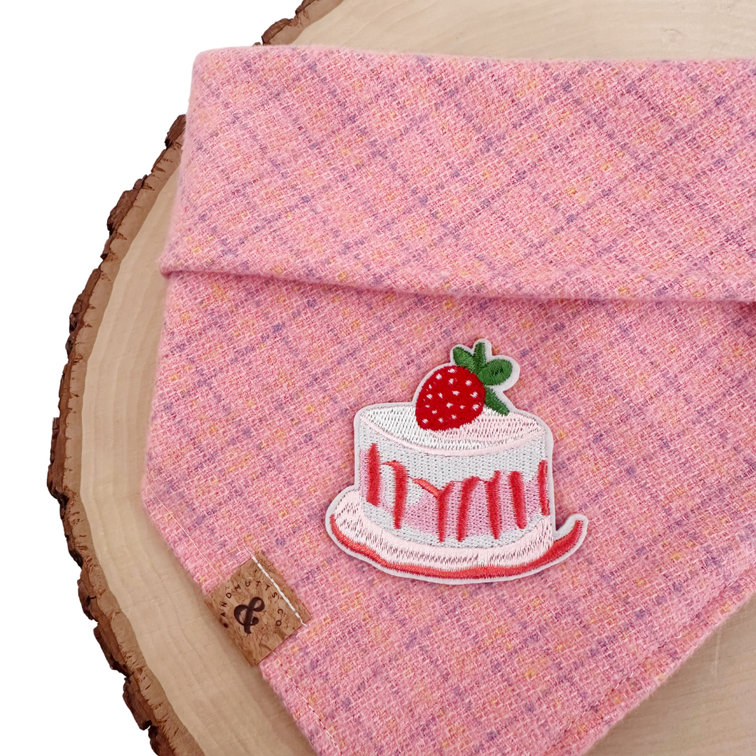 strawberry shortcake plaid with patch dog bandana