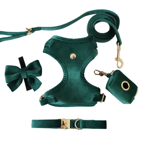 emerald green velvet walk set bundle with harness - $106 value!