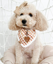 Load image into Gallery viewer, caramel gingham dog bandana
