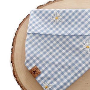 daisy blues gingham dog bandana