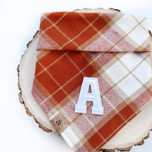 Load image into Gallery viewer, chai latte flannel letterman dog bandana
