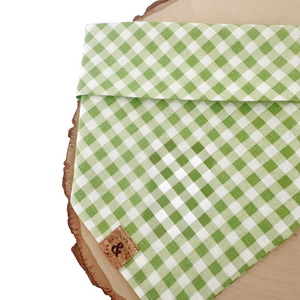 green apple gingham dog bandana