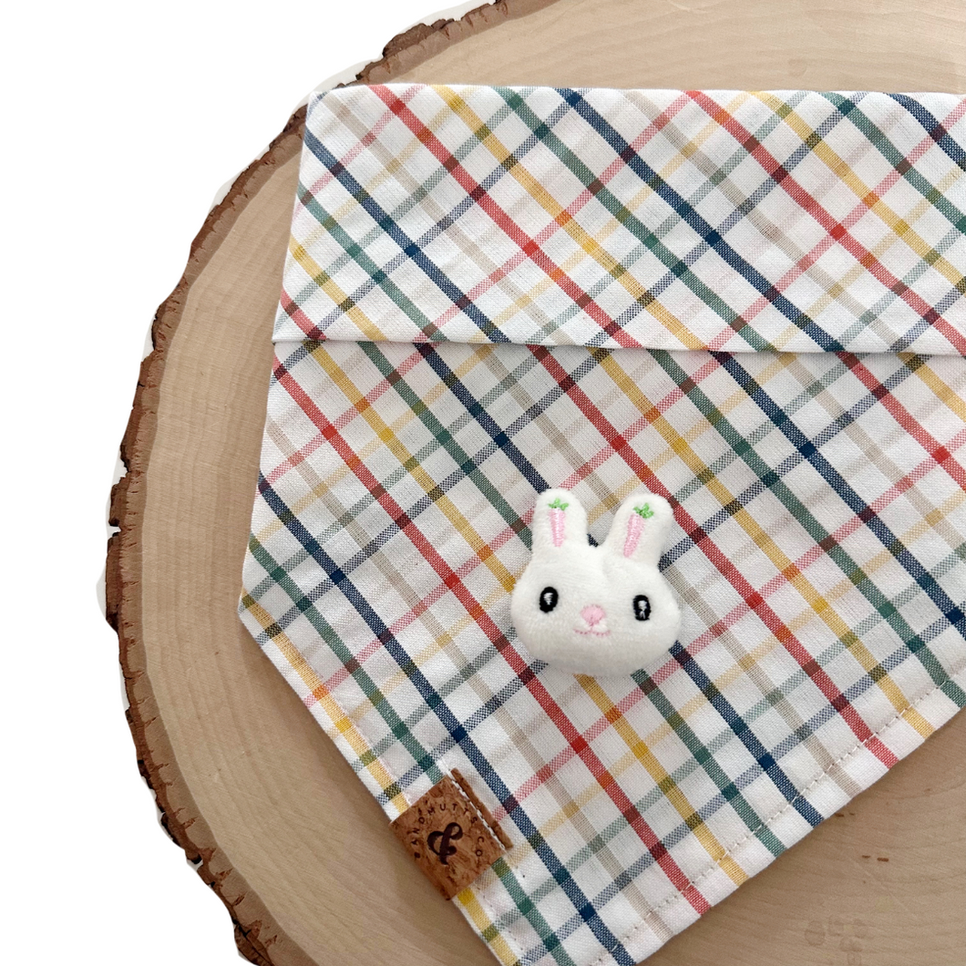 spring fever plaid with bunny dog bandana