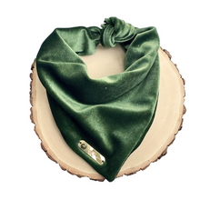 Load image into Gallery viewer, royal spruce green velvet dog bandana
