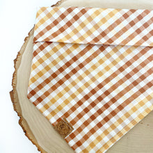 Load image into Gallery viewer, caramel gingham dog bandana
