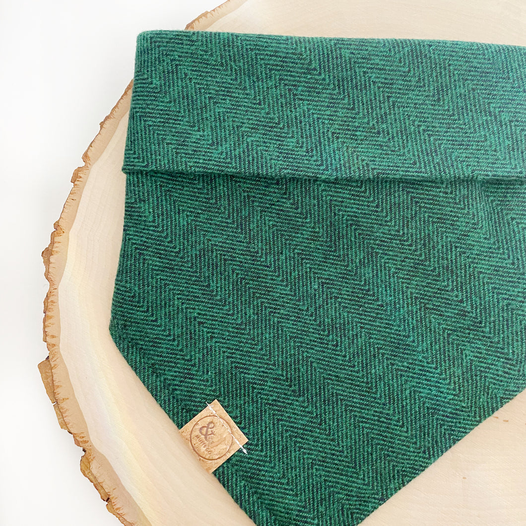 pine green flannel dog bandana