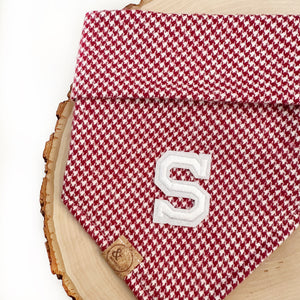 red houndstooth letterman dog bandana